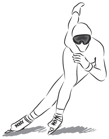 speed skater illustrationのイラスト素材