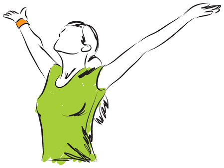 GIRL BREATHING FREEDOM ILUSTRATIONのイラスト素材