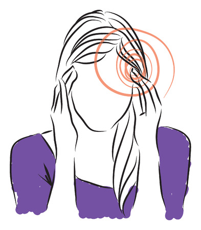 headaches woman illustrationのイラスト素材