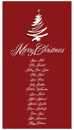 Red Merry Christmas Card all languages illustration 1のイラスト素材