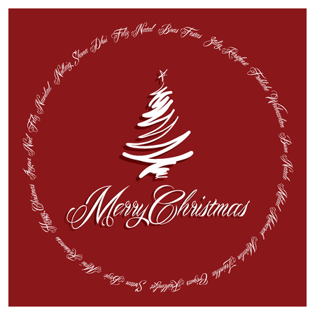 Red Merry Christmas Card all languages illustration 2のイラスト素材