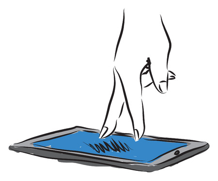 tablet and hand illustrationのイラスト素材