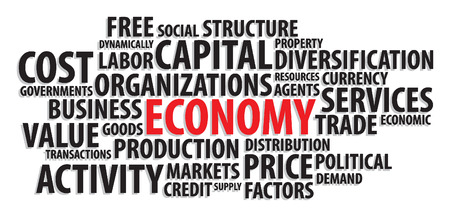 Economy lettering concepts illustration WITH SHADOWのイラスト素材