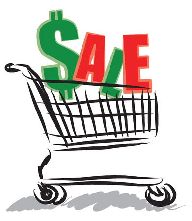 shopping car x-mas sale illustrationのイラスト素材