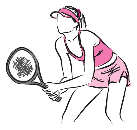 tennis woman player illustrationのイラスト素材
