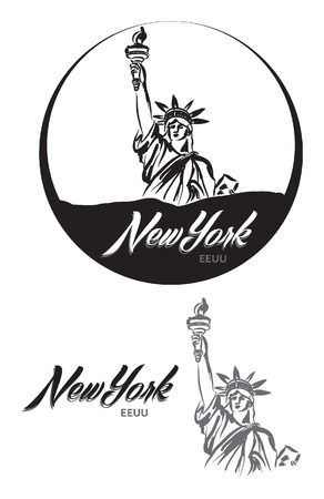 TURISTIC LABEL new York EEUU lettering illustrationのイラスト素材