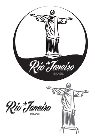 TURISTIC LABEL Rio de Janeiro BRASIL lettering illustrationのイラスト素材