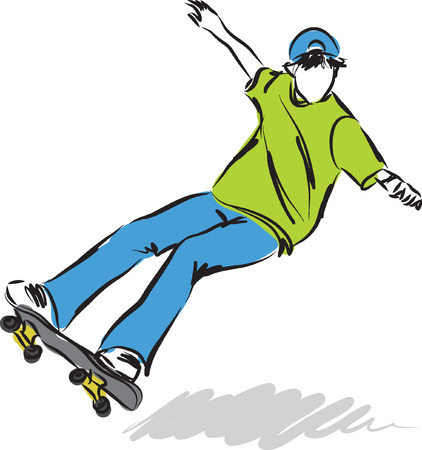 skateboard jump illustrationのイラスト素材