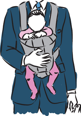 BUSINESSMAN FATHER AND BABY illustrationのイラスト素材