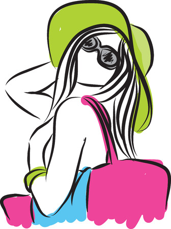 beach girl fashion illustrationのイラスト素材