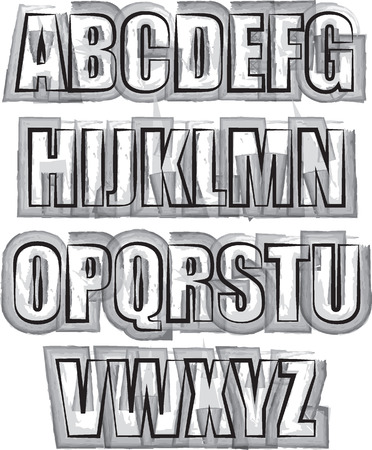 Alphabet brush  outline style illustrationのイラスト素材