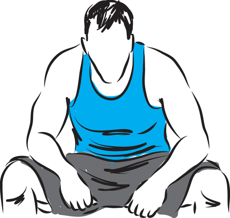 man fitness tired resting illustrationのイラスト素材