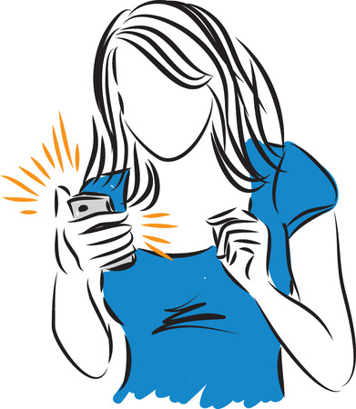 WOMAN WITH PHONE ILLUSTRATIONのイラスト素材