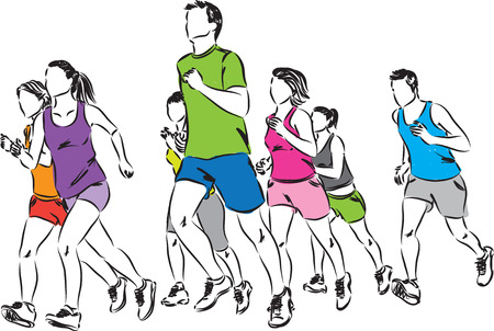 group of runners illustrationのイラスト素材
