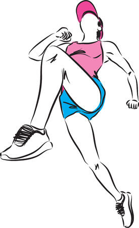 woman jumping workout illustrationのイラスト素材