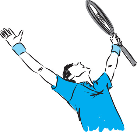 tennis player winner gesture illustrationのイラスト素材