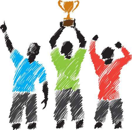 winners illustration with champion cupのイラスト素材