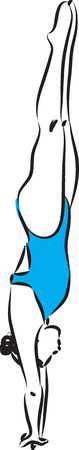 woman diving swimming illustrationのイラスト素材