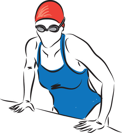 professional swimmer woman getting out of the poolのイラスト素材