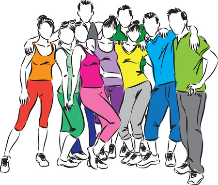 fitness group people  illustrationのイラスト素材