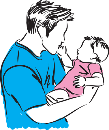 father and baby girl illustrationのイラスト素材