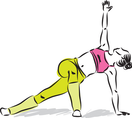 YOGA woman stretching illustrationのイラスト素材