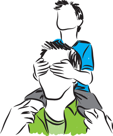 father and son illustrationのイラスト素材