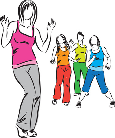 group of women dancing illustrationのイラスト素材