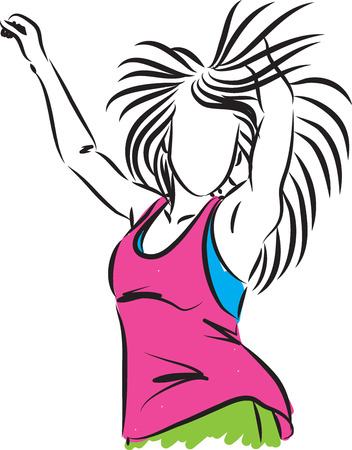 pretty woman dancing illustrationのイラスト素材