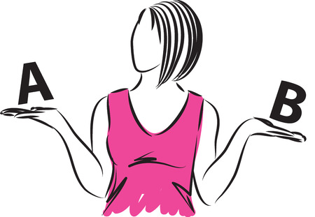 woman showing options illustrationのイラスト素材