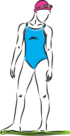 swimmer girl standing up illustrationのイラスト素材