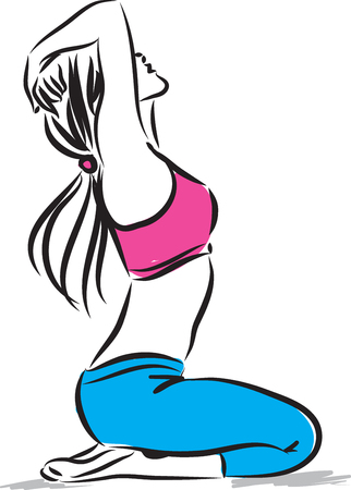 pretty woman fitness stretching illustrationのイラスト素材
