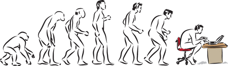 human evolution computer time illustrationのイラスト素材