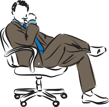 businessman sitting down sucessfull posture illustrationのイラスト素材