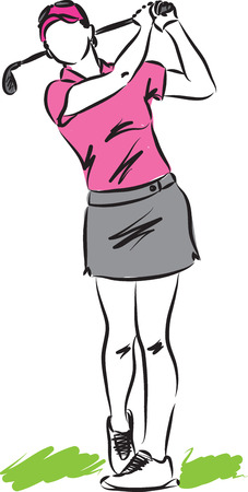 WOMAN GOLF PLAYER ILLUSTRATIONのイラスト素材