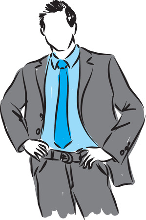 BUSINESSMAN WINNER POSTURE ILLUSTRATIONのイラスト素材