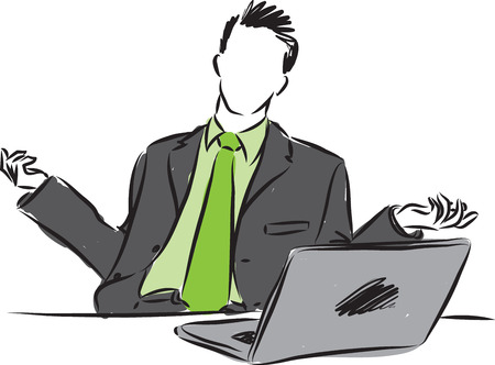 businessman with laptop illustrationのイラスト素材