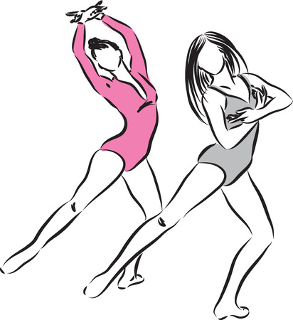 ballet body women dancers illustrationのイラスト素材
