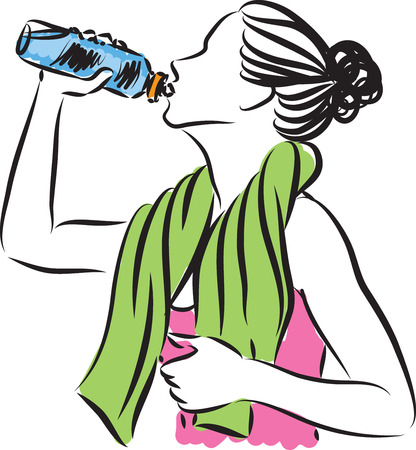 fitness woman drinking illustrationのイラスト素材