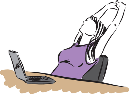 woman stretching at work illustrationのイラスト素材