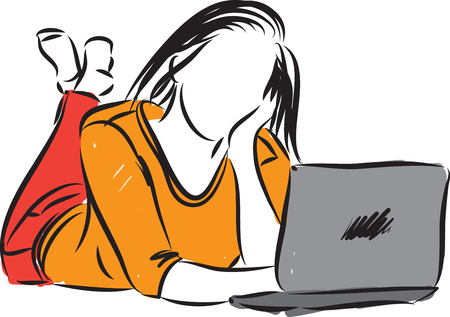 woman with computer illustrationのイラスト素材