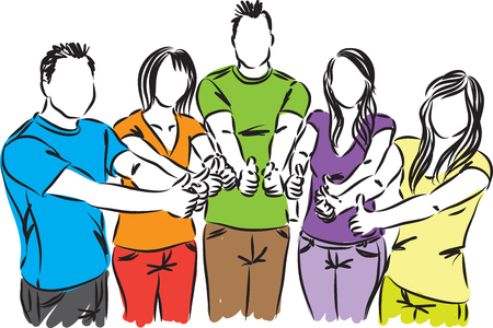 group of people thumbs up illustrationのイラスト素材