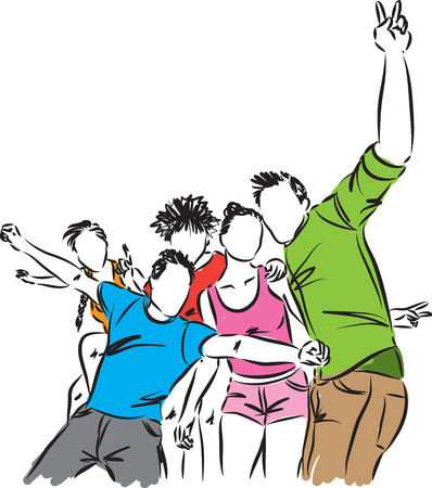 group of happy friends illustrationのイラスト素材