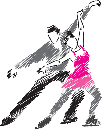 COUPLE MAN AND WOMAN ICE SKATERS ILLUSTRATIONのイラスト素材