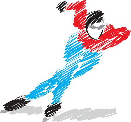 speed man ice skater illustrationのイラスト素材