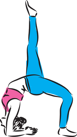fitness stretching woman illustrationのイラスト素材