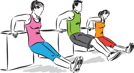 group of people fitness illustrationのイラスト素材