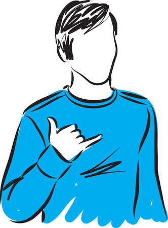 man making surf gesture illustrationのイラスト素材