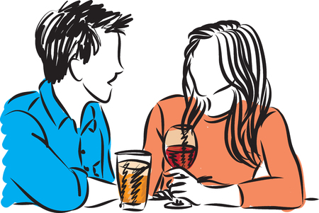 couple man and woman dating illustrationのイラスト素材