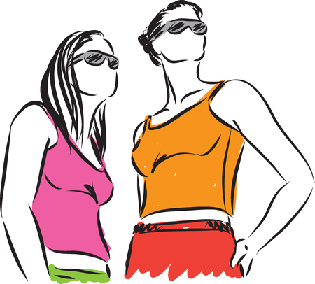 women modeling vector illustrationのイラスト素材